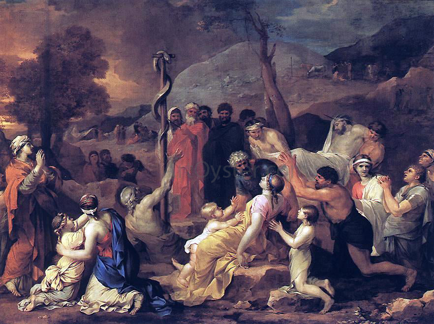 Sebastien Bourdon Moses and the Brazen Serpent - Canvas Print