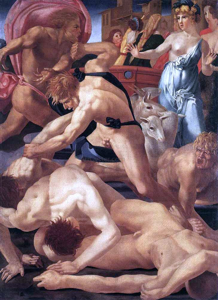 Rosso Fiorentino Moses Defending the Daughters of Jethro - Canvas Print