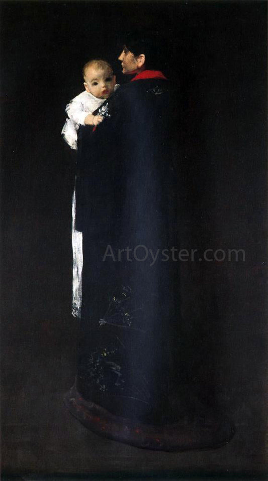 William Merritt Chase Mother and Child (also known as The First Portrait) - Canvas Print