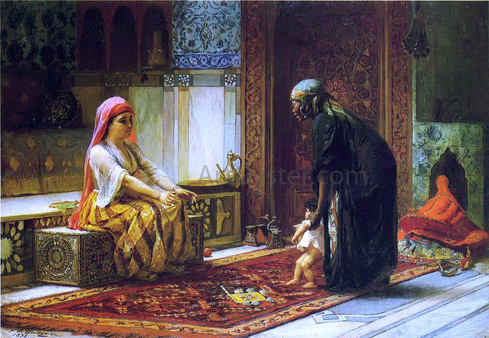 Frederick Arthur Bridgeman Mother and Child - Canvas Print