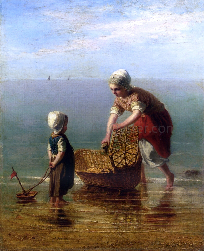 Jozef Israels Mother and Child by the Sea - Canvas Print