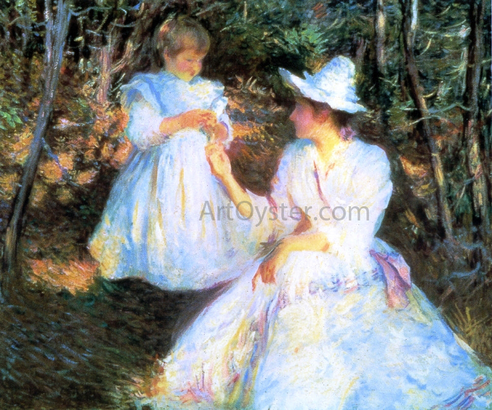 Edmund Tarbell A Mother and Child in Pine Woods - Canvas Print