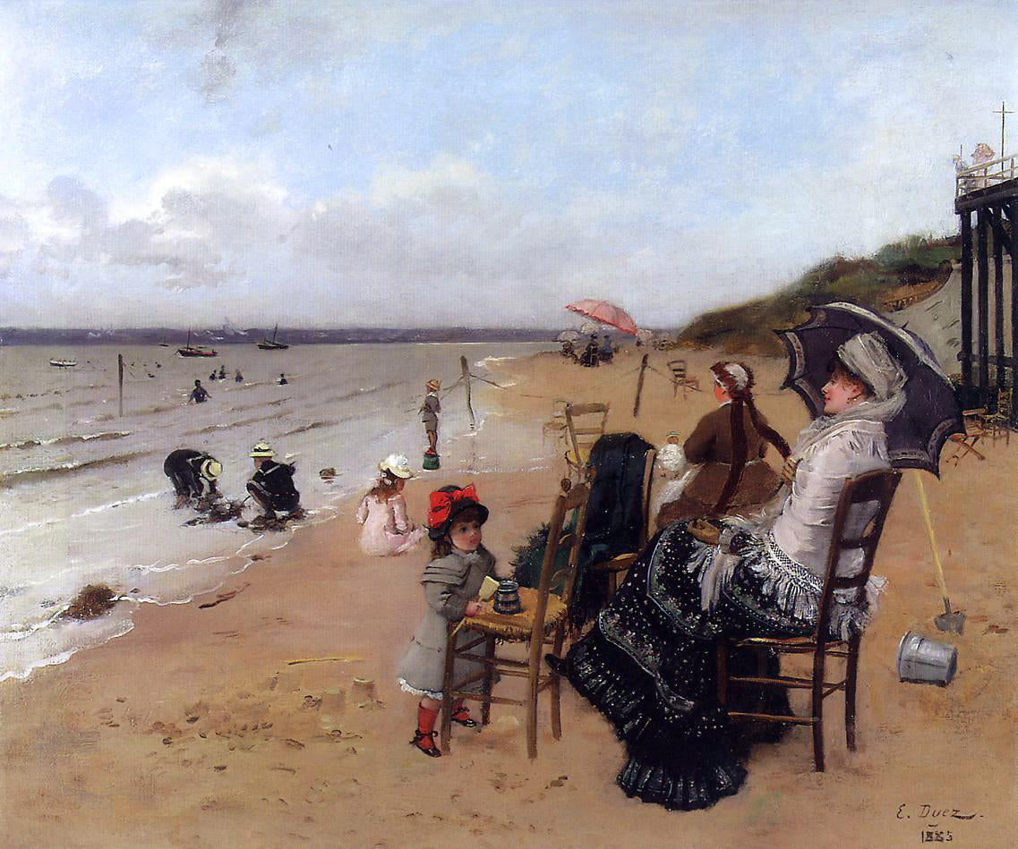 Ernst-Ange Duez Mother and Daughter on the Beach - Canvas Print