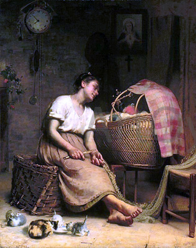 Paul Peel Mother Love - Canvas Print
