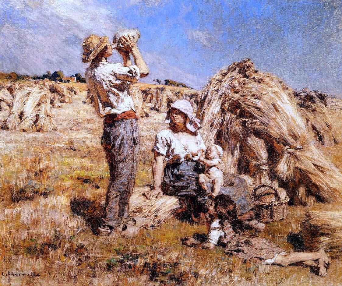 Leon Augustin L'hermitte) Motherhood - Canvas Print