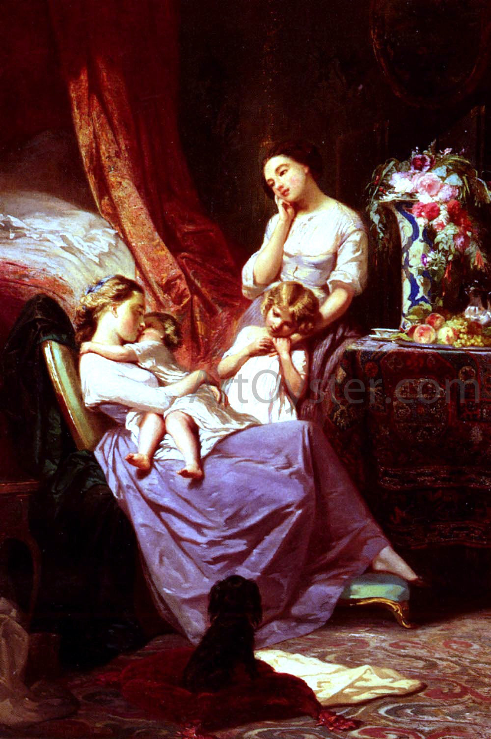 Tony Johannot Motherly Love - Canvas Print