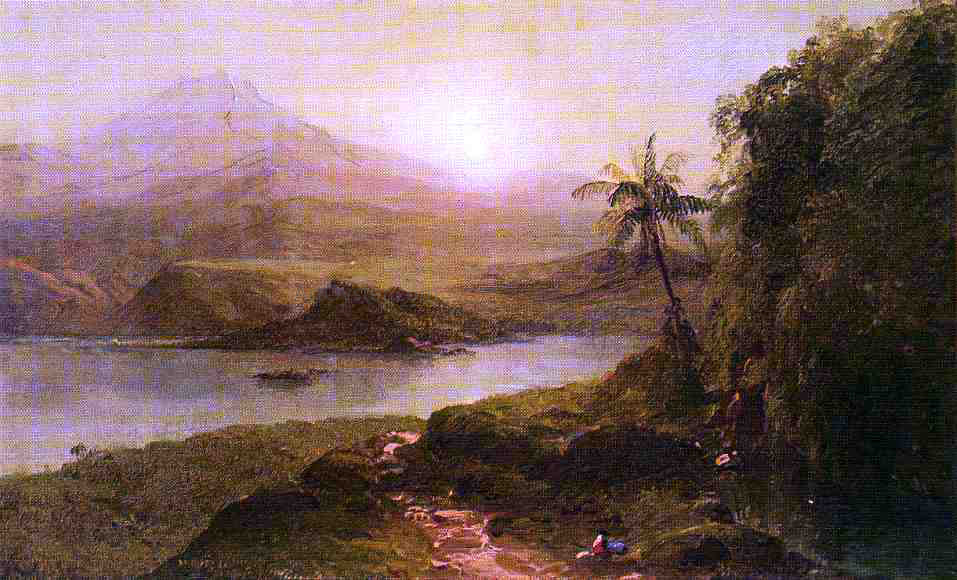 Frederic Edwin Church Mountain Landscape with River, Near Philadelphia - Canvas Print