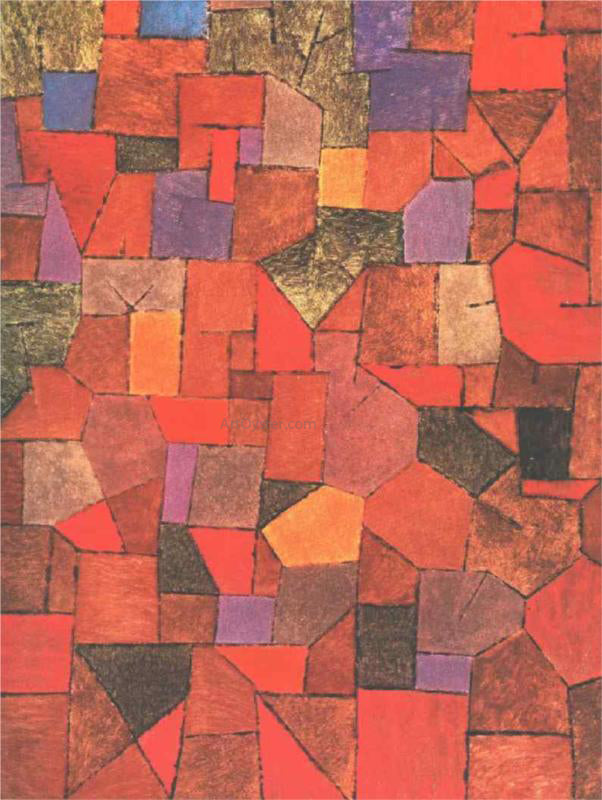 Paul Klee Mountain Village Autumnal - Canvas Print