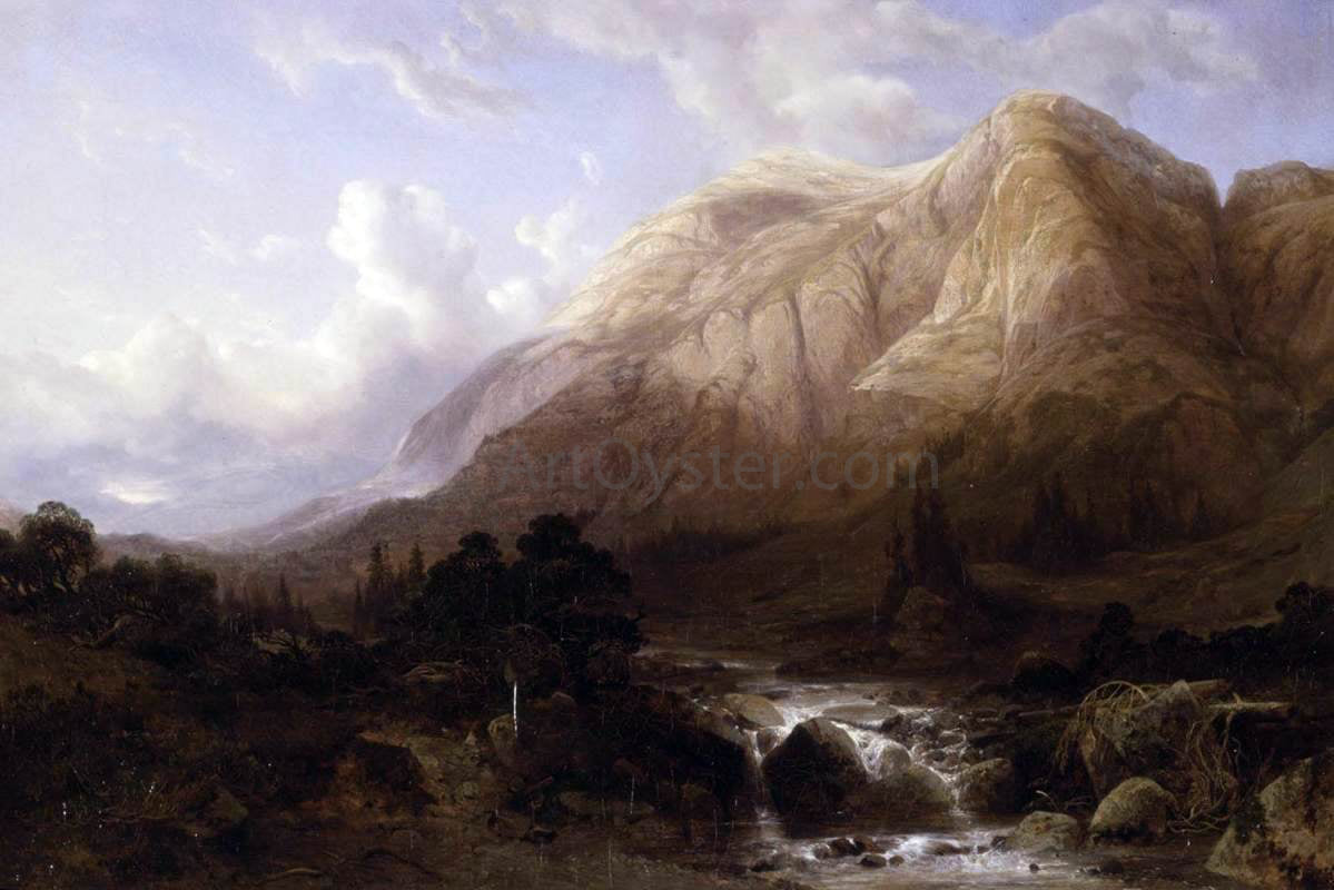 Alexandre Calame Mountainous Landscape with a Torrent - Canvas Print