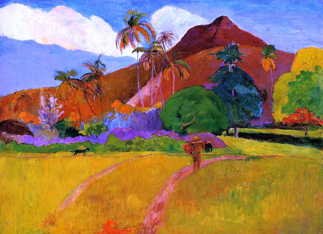 Paul Gauguin Mountains in Tahiti - Canvas Print