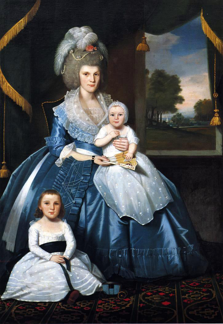 Ralph Earl Mrs. Benjamin Tallmadge and Son Henry Floyd and Daughter Maria Jones - Canvas Print