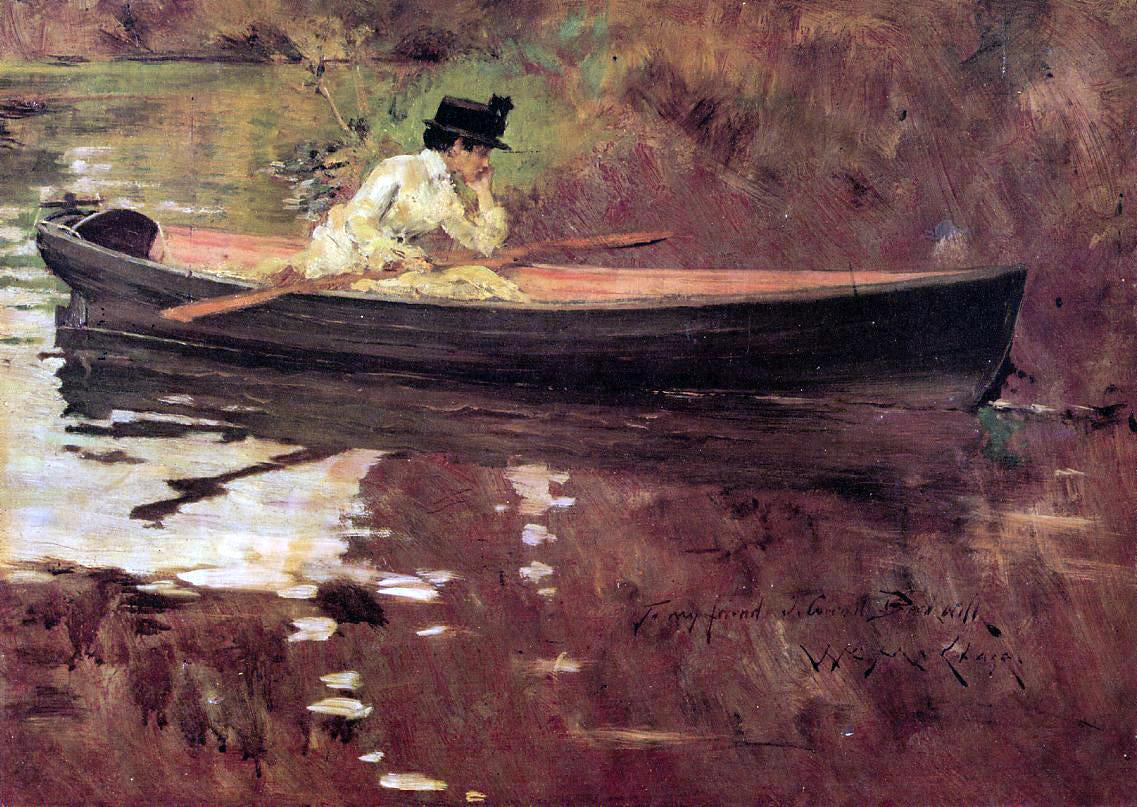 William Merritt Chase Mrs. Chase in Prospect Park - Canvas Print