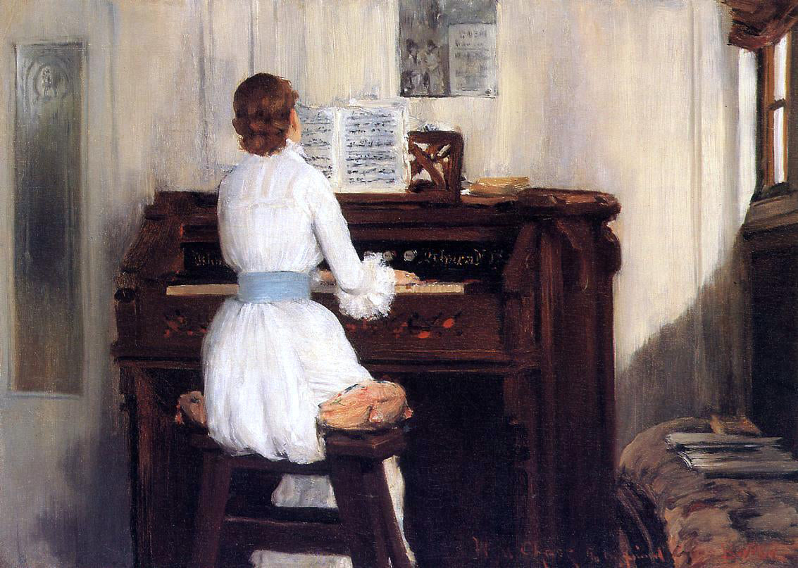 William Merritt Chase Mrs. Meigs at the Piano Organ - Canvas Print