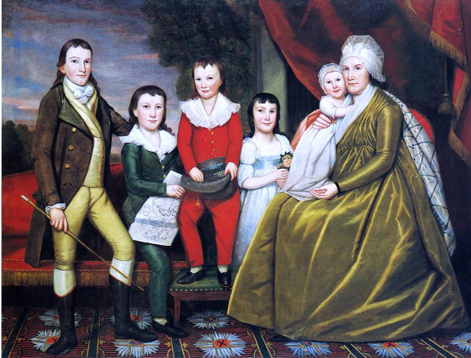 Ralph Earl Mrs. Noah Smith and Her Children - Canvas Print
