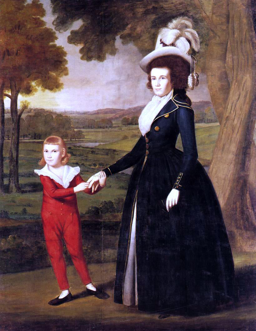 Ralph Earl Mrs. William Moseley and Her Son Charles - Canvas Print