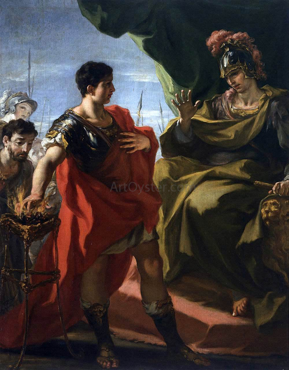 Giovanni Antonio Pellegrini Mucius Scaevola Before Porsenna - Canvas Print