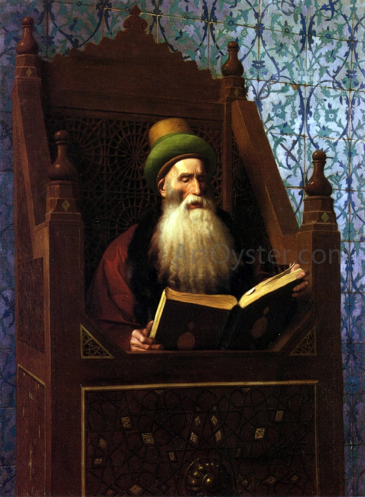 Jean-Leon Gerome Mufti Reading in His Prayer Stool - Canvas Print