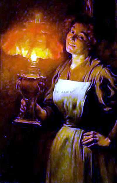 Luis Graner Mujer con Lampara - Canvas Print