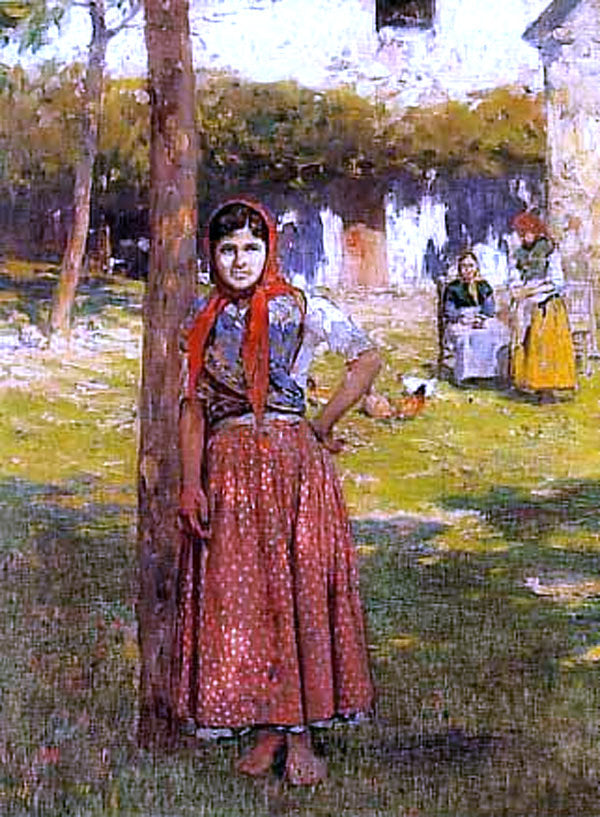 Alberto Pla Y Rubio Mujer en el Campo - Canvas Print
