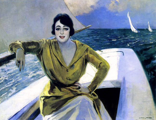 Julio Vila Prades Mujer en la Barca - Canvas Print