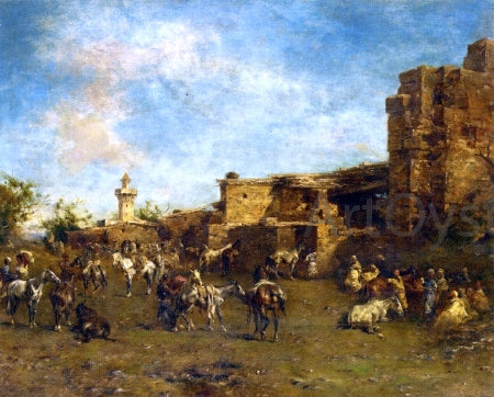 Eugene Fromentin Muleteers Stopped, Algiers - Canvas Print