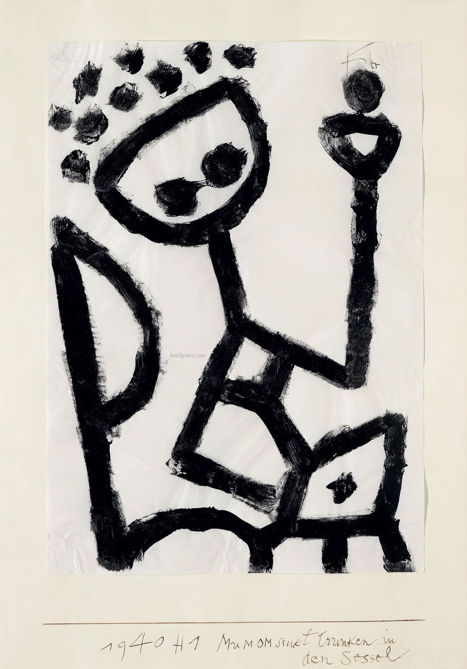 Paul Klee Mumon Drunk Falls into the Chair - Canvas Print