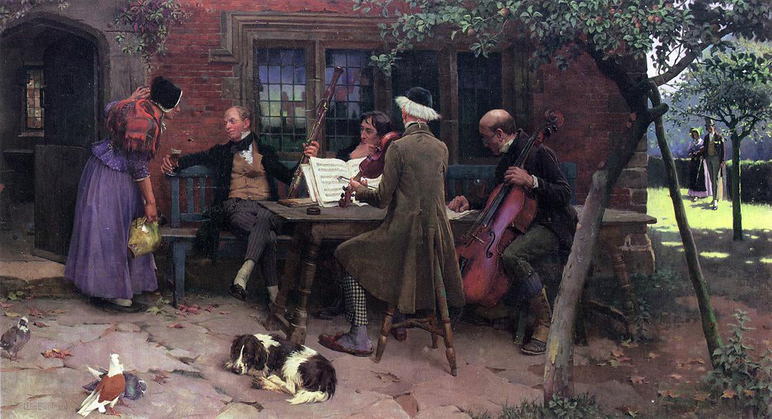 Leghe Suthers Musicians Outside an Inn - Canvas Print