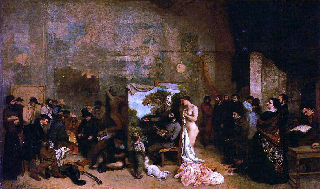 Gustave Courbet My Atelier (also known as Allegory) - Canvas Print