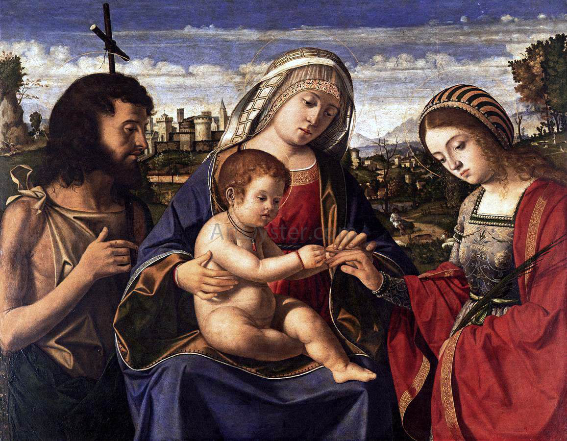 Andrea Previtali Mystic Marriage of St Catherine - Canvas Print
