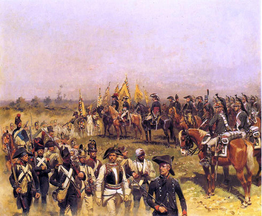 Victor Dubreuil Napoleon Commanding a View of the Prisoners - Canvas Print