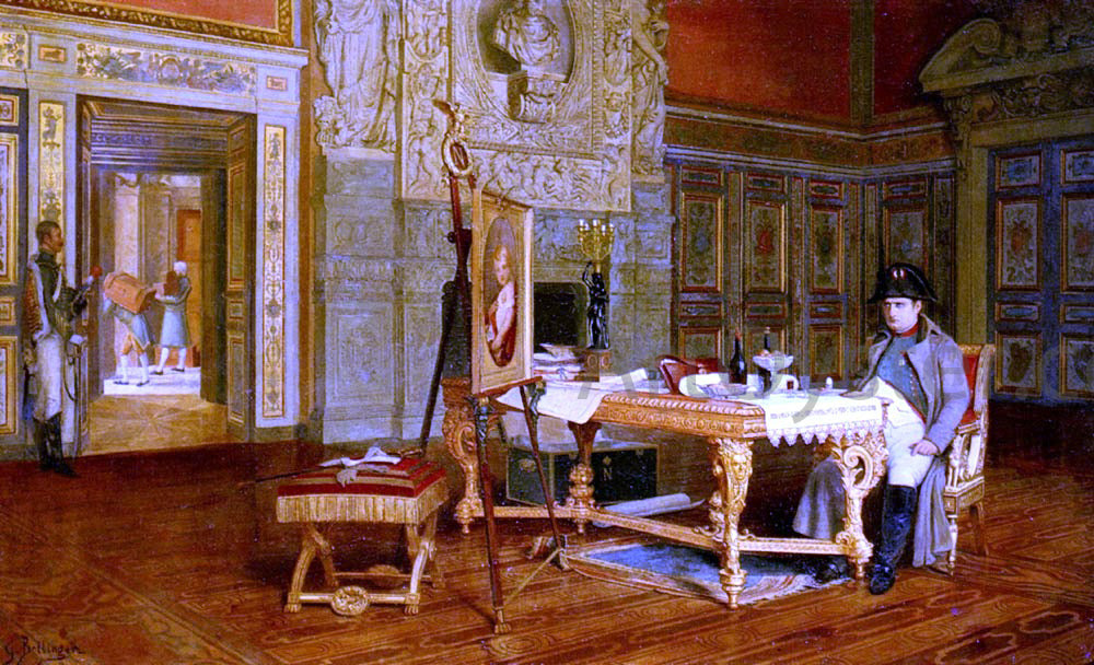 Gustave Bettinger Napoleon Contemplating A Portrait Of The King Of Rome Before His Departure For Elba, 1814 - Canvas Print