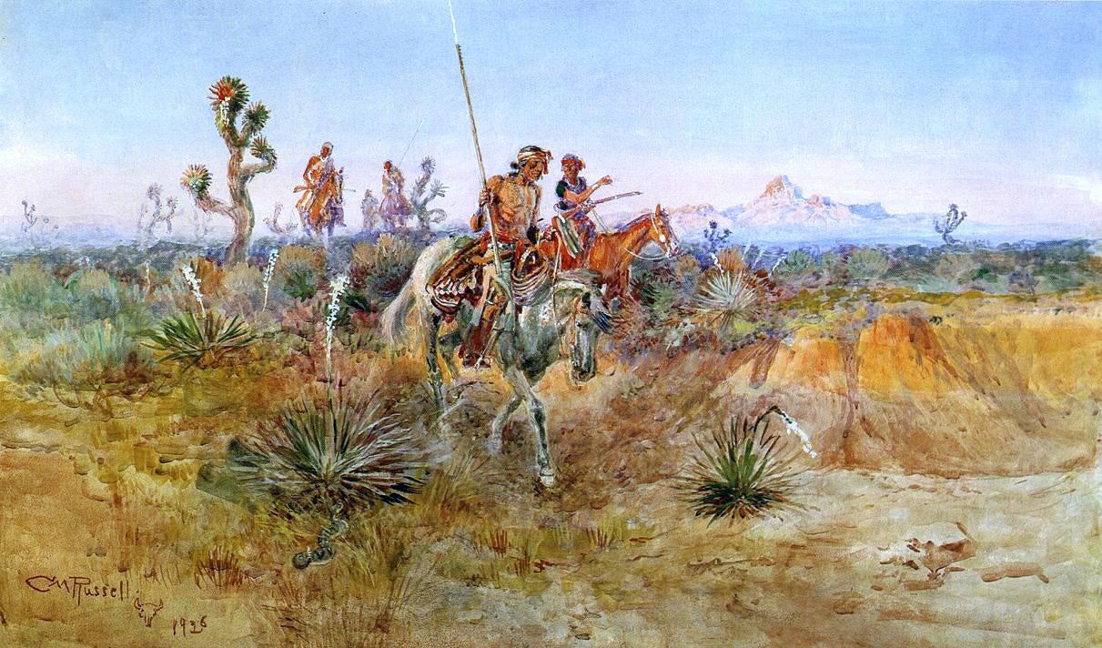 Charles Marion Russell Navajo Trackers - Canvas Print