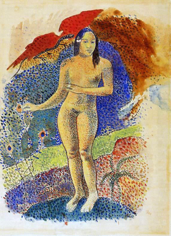 Paul Gauguin Nave nave feuna, L'Eve Tahitienne (also known as Beautiful Land, Tahitian Eve) - Canvas Print