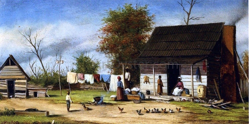 William Aiken Walker Negro Cabin with Two-Pole Chimney - Canvas Print