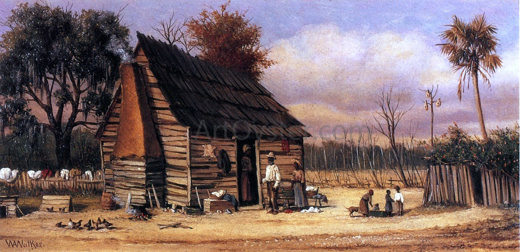 William Aiken Walker Negro Cabin with Palm Tree - Canvas Print