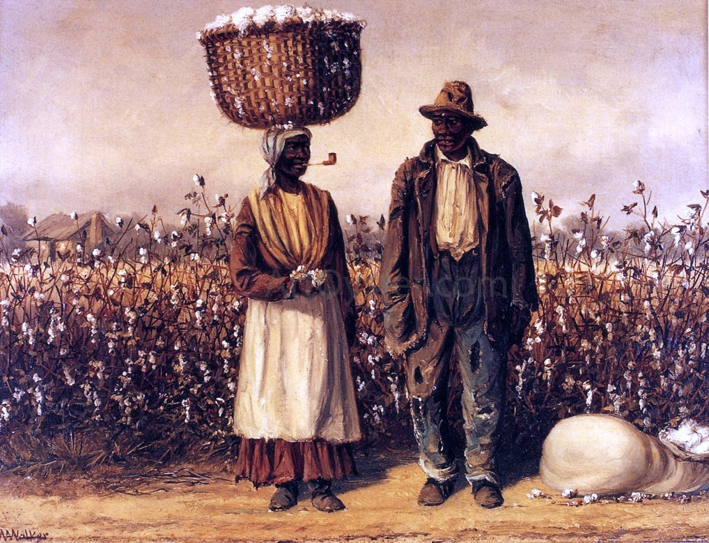 William Aiken Walker Negro Man and Woman with Cotton Field - Canvas Print