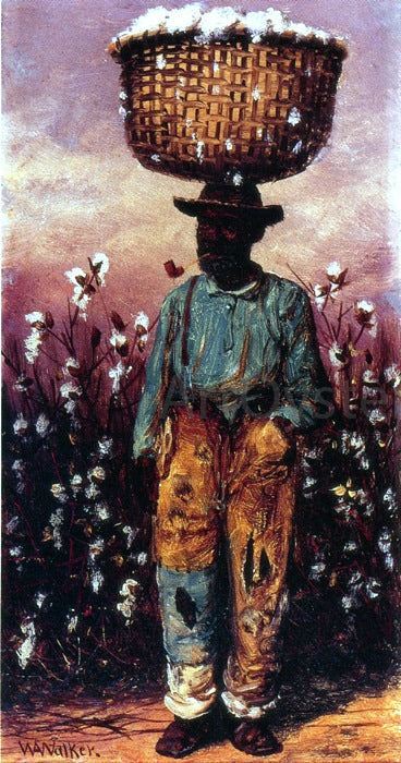 William Aiken Walker Negro Man with Basket of Cotton on Head - Canvas Print
