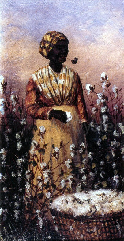 William Aiken Walker Negro Woman Smoking Pipe and Picking Cotton - Canvas Print