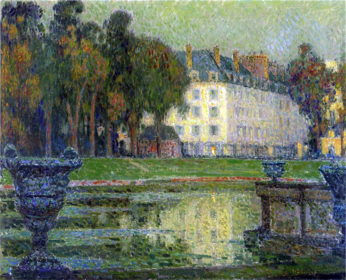 Henri Le Sidaner Neptune Fountain at twilight - Canvas Print