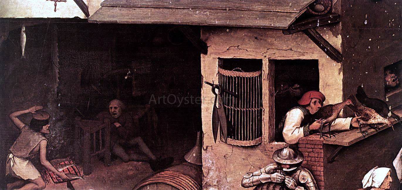 The Elder Pieter Bruegel Netherlandish Proverbs (detail) - Canvas Print