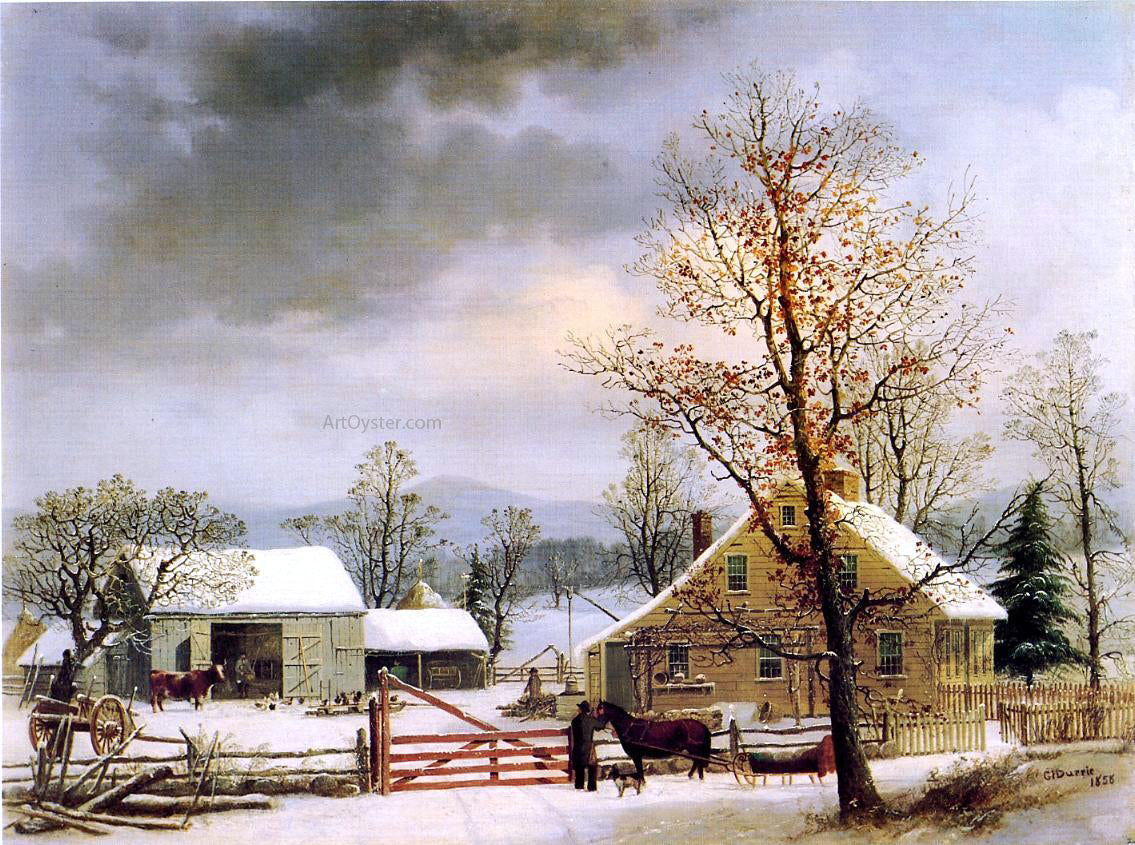George Henry Durrie A New England Winter Scene - Canvas Print