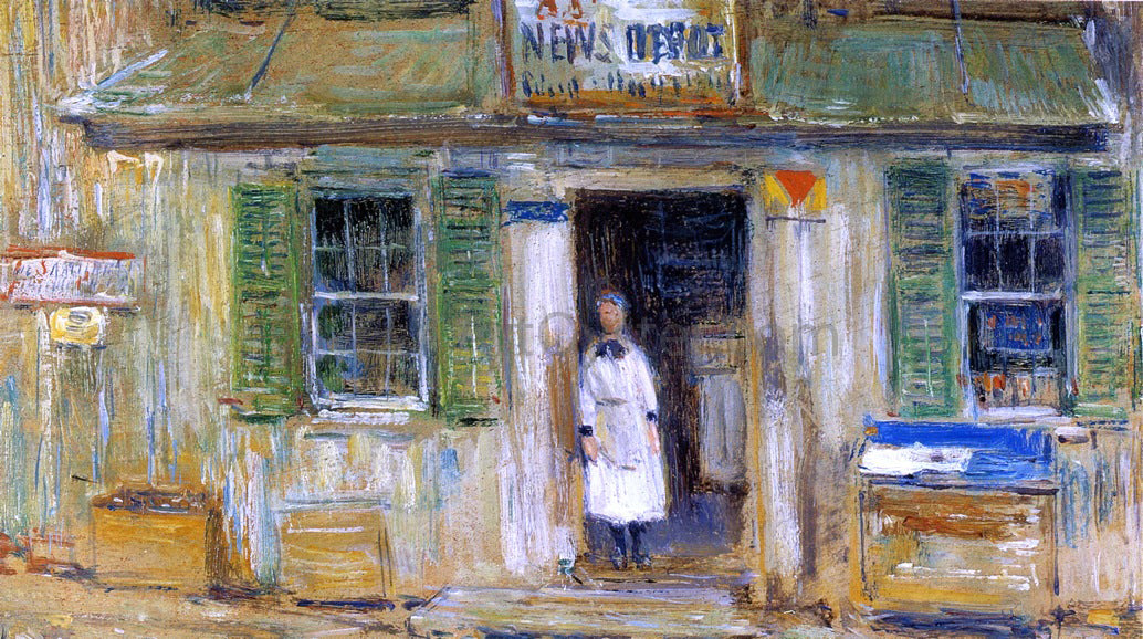 Frederick Childe Hassam News Depot, Cos Cob - Canvas Print