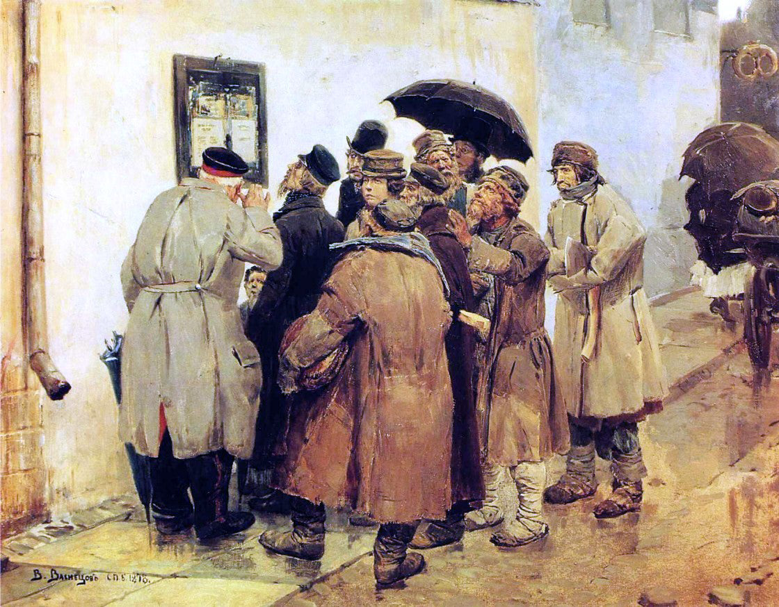 Victor Mikhail Vasnetsov News from the Front - Canvas Print