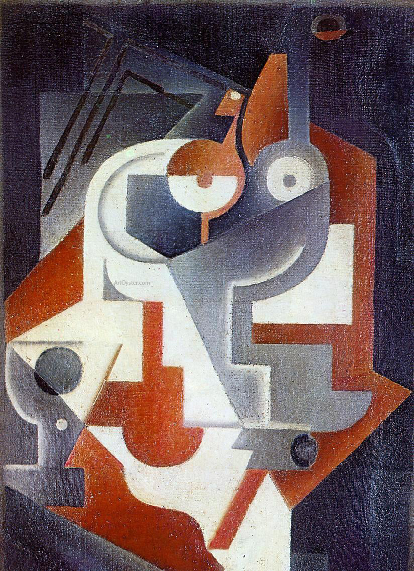 Juan Gris Newspaper, Glass and Pear - Canvas Print