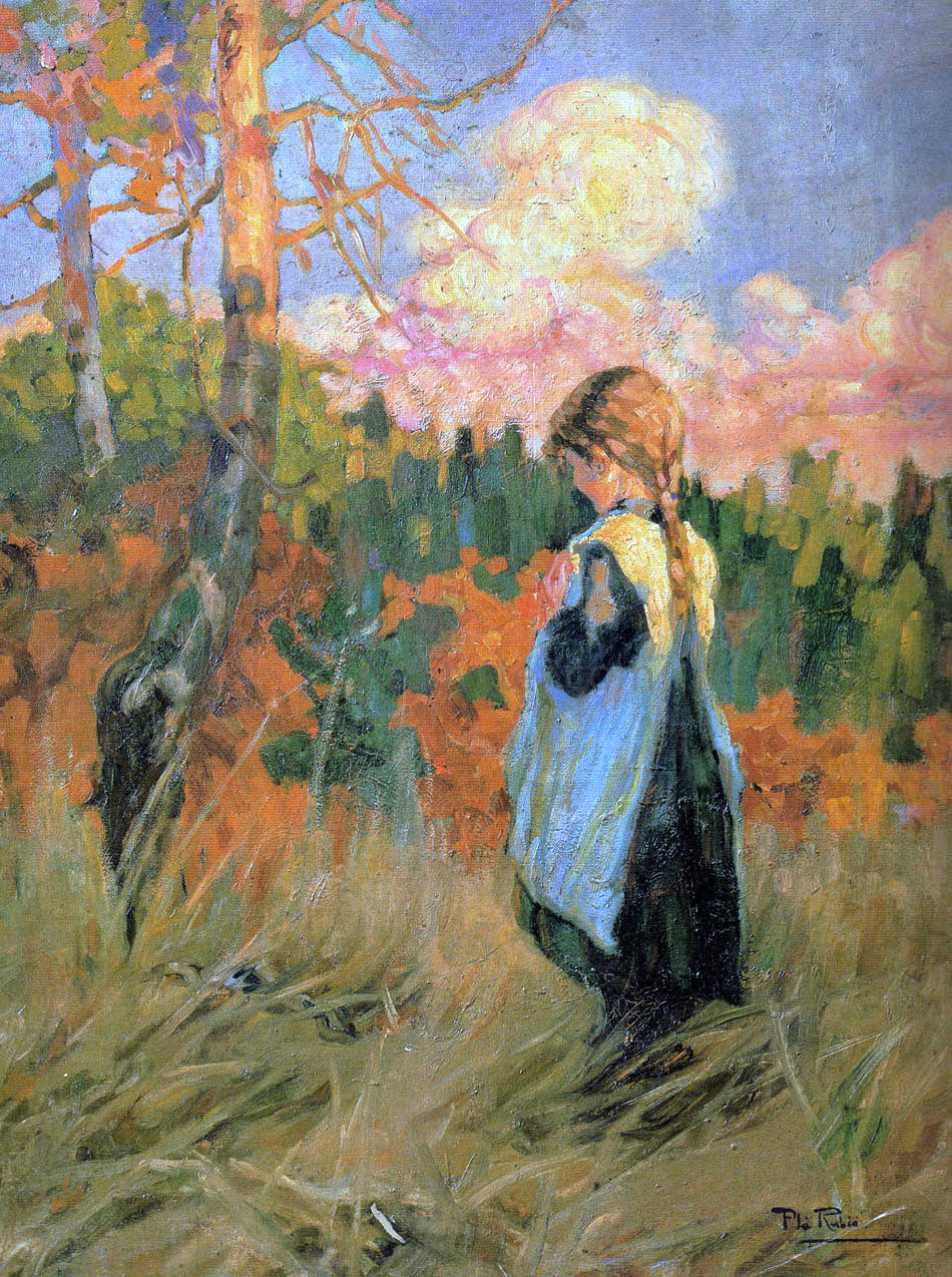 Alberto Pla Y Rubio Nina al Atardecer - Canvas Print