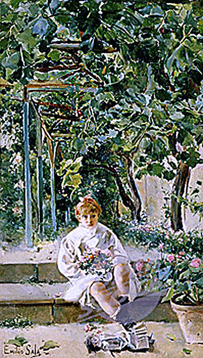 Emilio Sala y Frances Nina en el Jardin - Canvas Print