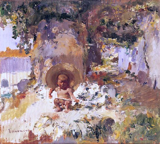 Jose Navarro Llorens Nino y Ocas - Canvas Print