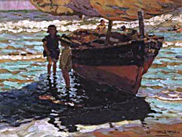 Alberto Pla Y Rubio Ninos en la Barca - Canvas Print