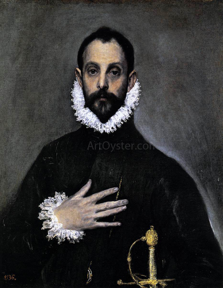 El Greco Nobleman with his Hand on his Chest - Canvas Print