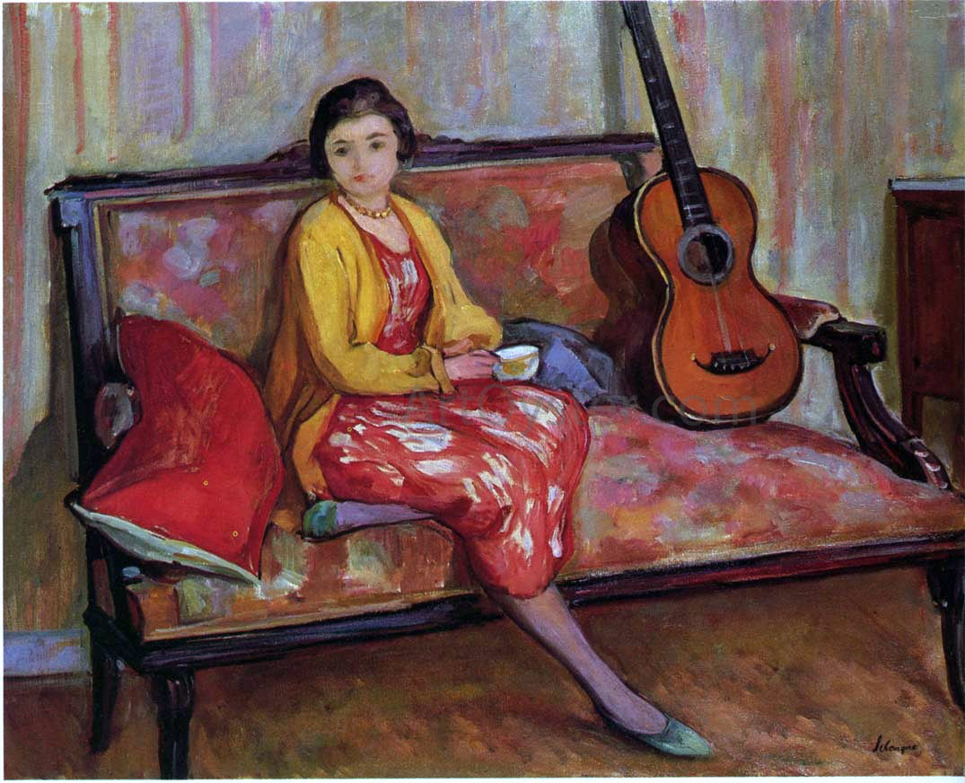 Henri Lebasque Nono and a Guitar - Canvas Print